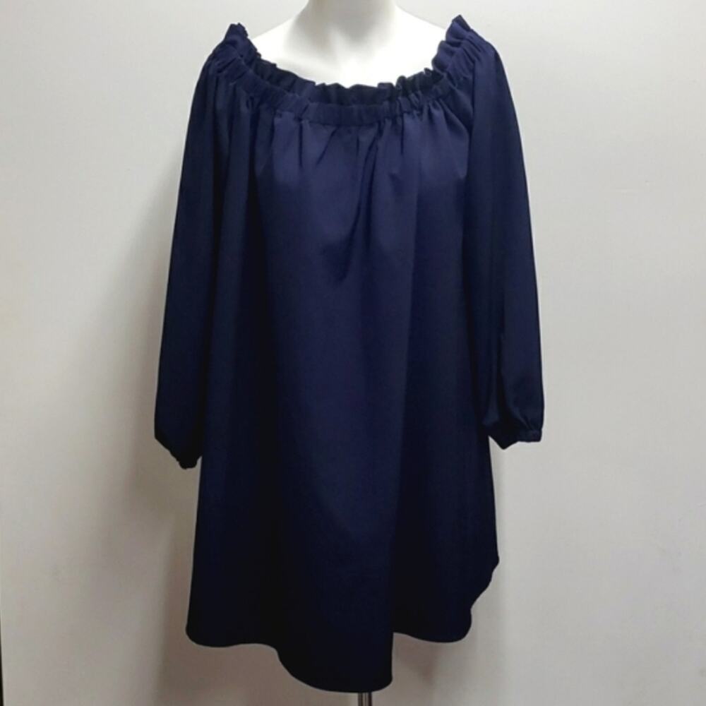 Ixiah Australia Ruffled Off The Shoulder Navy Blue Dress Women's Size 10